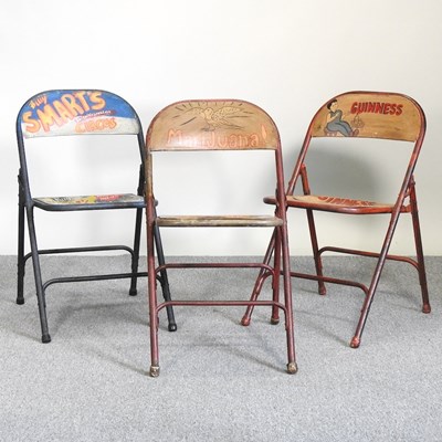 Lot 520 - Three folding metal chairs