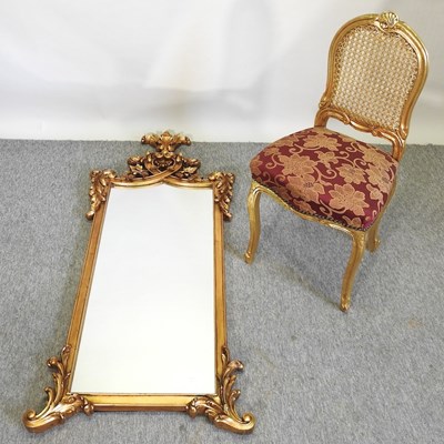 Lot 652 - A gilt and red upholstered side chair