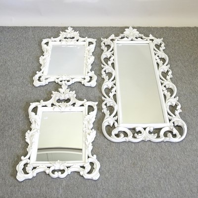 Lot 452 - An ornate white painted rectangular wall mirror