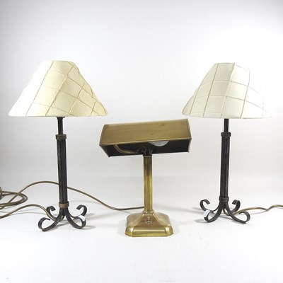 Lot 342 - A brass desk lamp