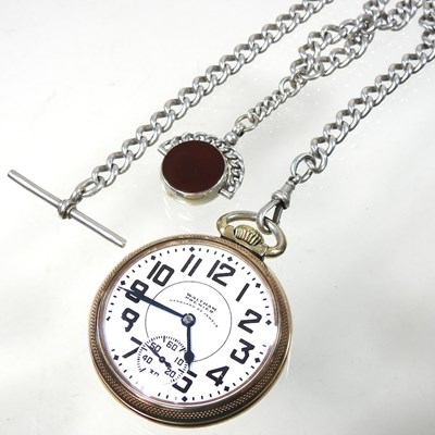 Lot 415 - A Waltham gold plated pocket watch