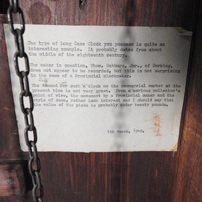 Lot 104 - An 18th century longcase clock