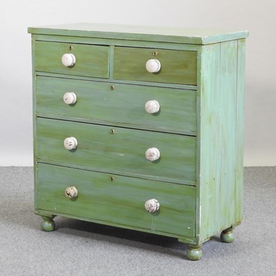 Lot 442 - A Victorian and later green painted chest