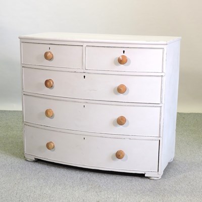 Lot 445 - A Victorian and later cream painted bow front chest