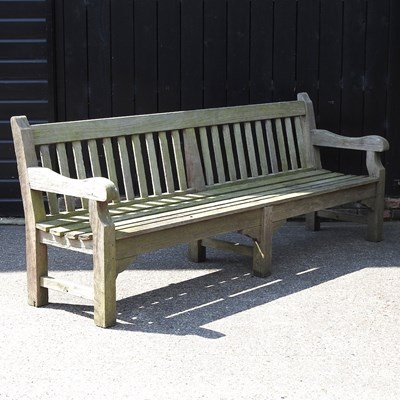 Lot 18 - A large hardwood garden bench