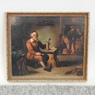 Lot 220 - Dutch school, 19th century, a tavern interior scene