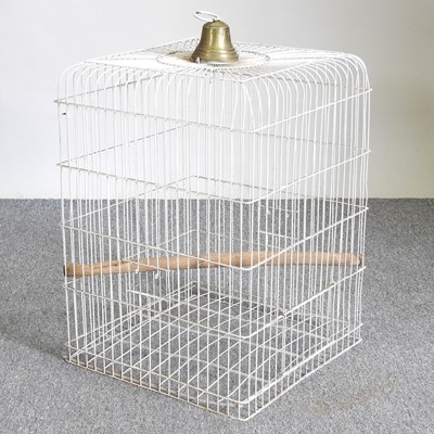 Lot 432 - A large white painted metal bird cage