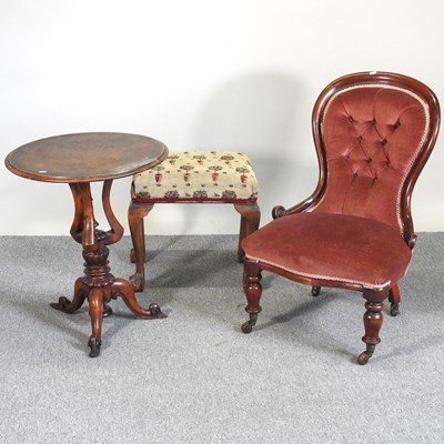 Lot 110 - A Victorian table, stool and chair