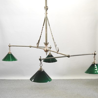 Lot 243 - An early 20th century brass double billiard light