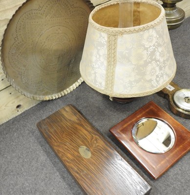 Lot 34 - A brass oil lamp and other items