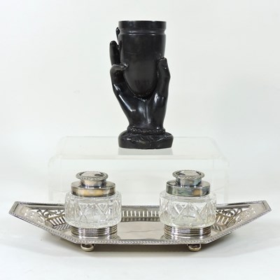 Lot 7 - A silver plated desk stand