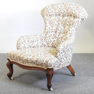 Lot 435 - A Victorian walnut armchair