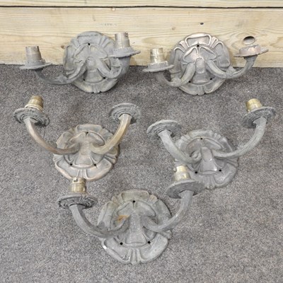 Lot 274 - A set of five early 20th century cast iron wall lights