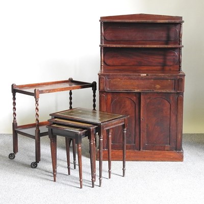 Lot 615 - A Victorian chiffonier, trolley and tables