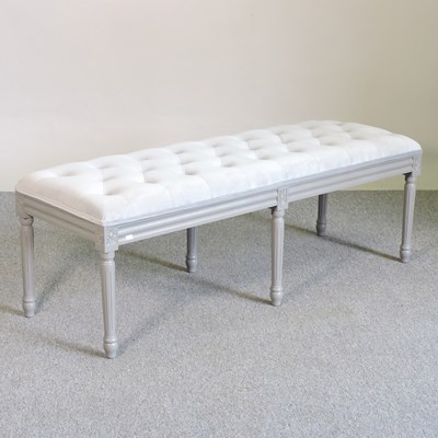 Lot 391 - A blue upholstered window seat
