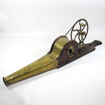 Lot 194 - A set of George III brass mechanical peat bellows