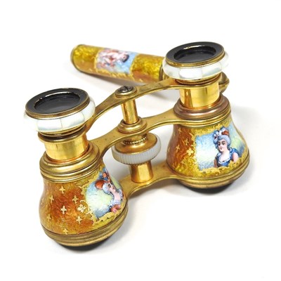 Lot 40 - A pair of gilt and enamel opera glasses