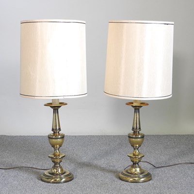 Lot 235 - A pair of brass table lamps