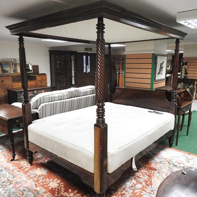 Lot 97 - A mid 20th century mahogany four poster bed