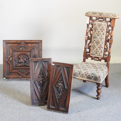 Lot 368 - A Victorian chair and carved panels