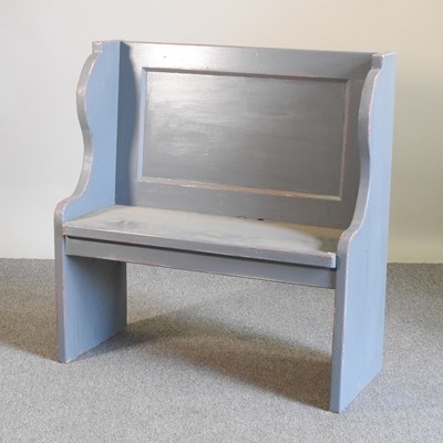 Lot 487 - A grey painted pew