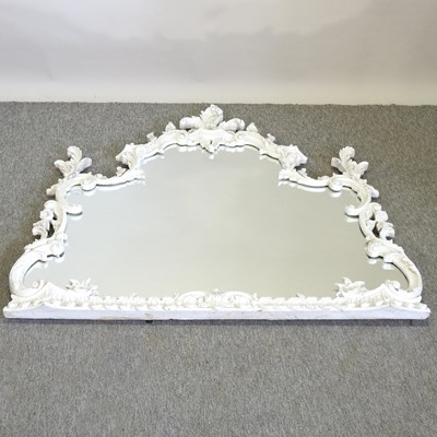 Lot 275 - A decorative white painted wall mirror