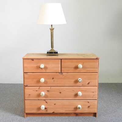 Lot 548 - A pine chest and table lamp