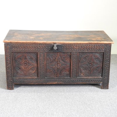 Lot 226 - An 18th century oak coffer