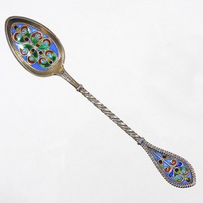 Lot 59 - A Russian enamelled spoon