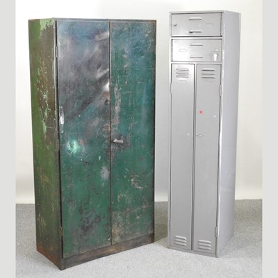 Lot 355 - A vintage metal cabinet