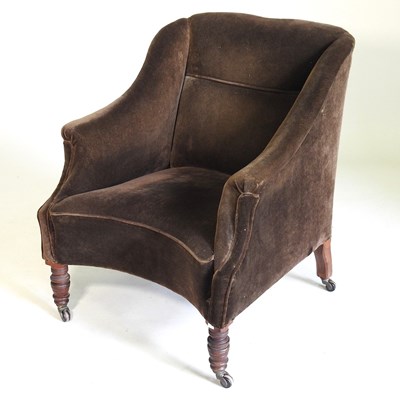 Lot 613 - A Victorian brown upholstered armchair