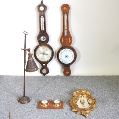 Lot 794 - Two barometers, lamp and mirrors