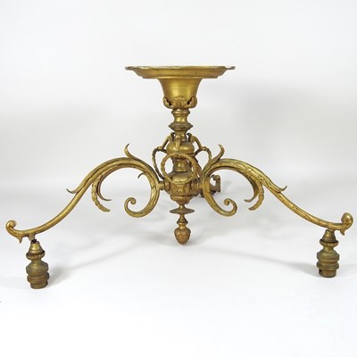 Lot 213 - A three branch gilt ceiling light