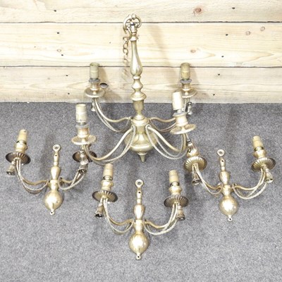 Lot 920 - A brass chandelier and lights