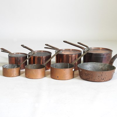 Lot 437 - A collection of copper pans