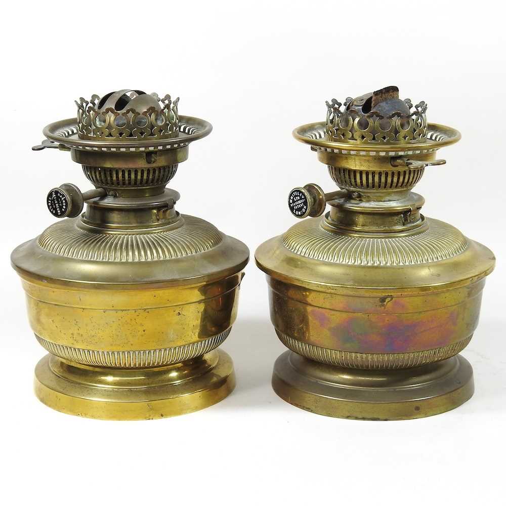 Lot 824 - A pair of brass oil lamp bases