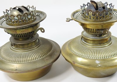 Lot 824 - A pair of brass oil lamp bases