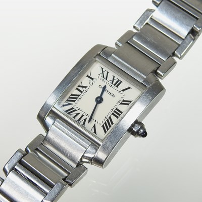 Lot 267 - A Cartier stainless steel cased ladies...