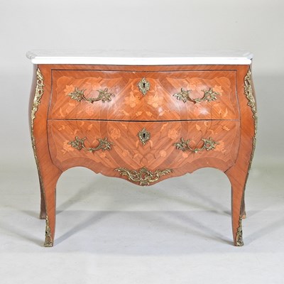 Lot 158 - A continental marble top commode