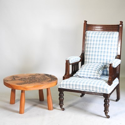 Lot 476 - An Edwardian armchair and table