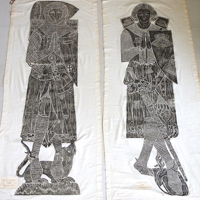 Lot 714 - A pair of brass rubbings