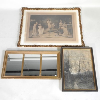 Lot 907 - A collection of pictures and a mirror