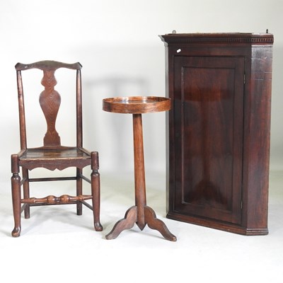 Lot 875 - A George III cabinet, table and chair