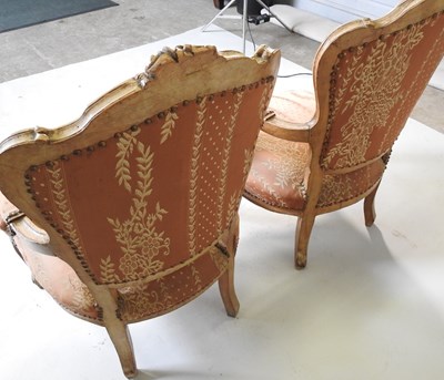 Lot 153 - A pair of French arm chairs