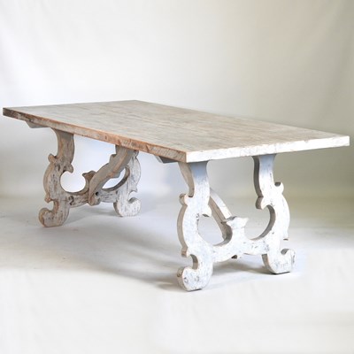 Lot 419 - A painted refectory dining table