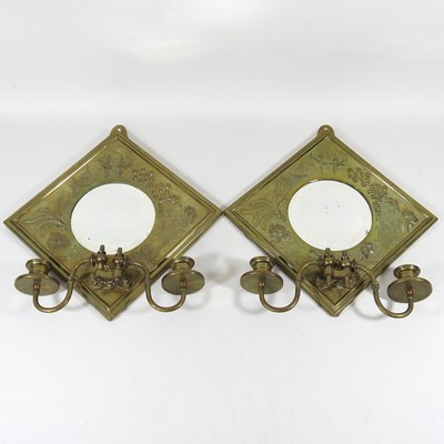 Lot 150 - A pair of brass mirrors