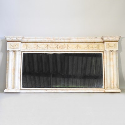 Lot 285 - A large painted over mantel mirror