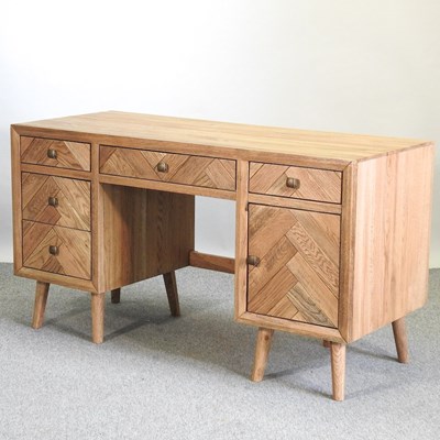 Lot 677 - A modern oak pedestal desk