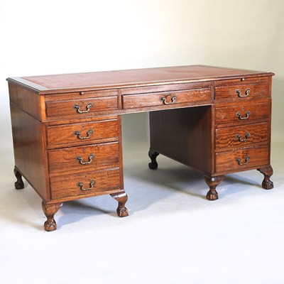 Lot 795 - A mid 20th century pedestal desk