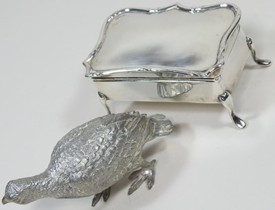 Lot 8 - A silver trinket box and a grouse